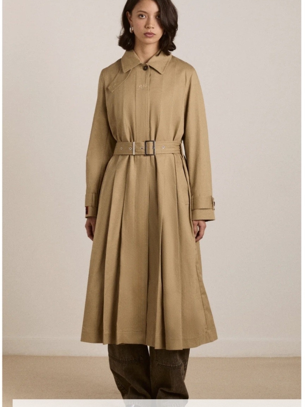 Damson Madder Sofia Pleated Trench - Light Stone